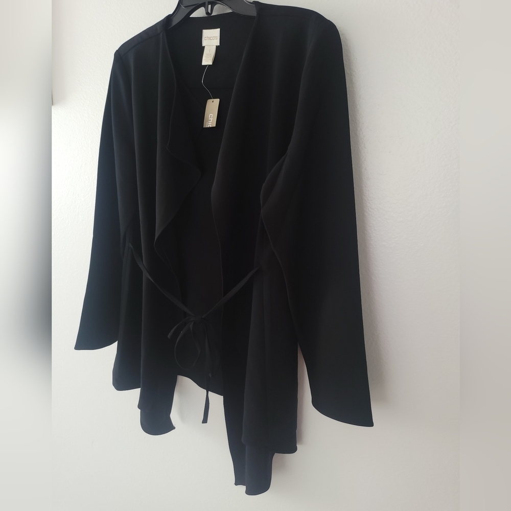 Chicos Cardigan Elegant Black Women's Size 1  NWT - Picture 3 of 7